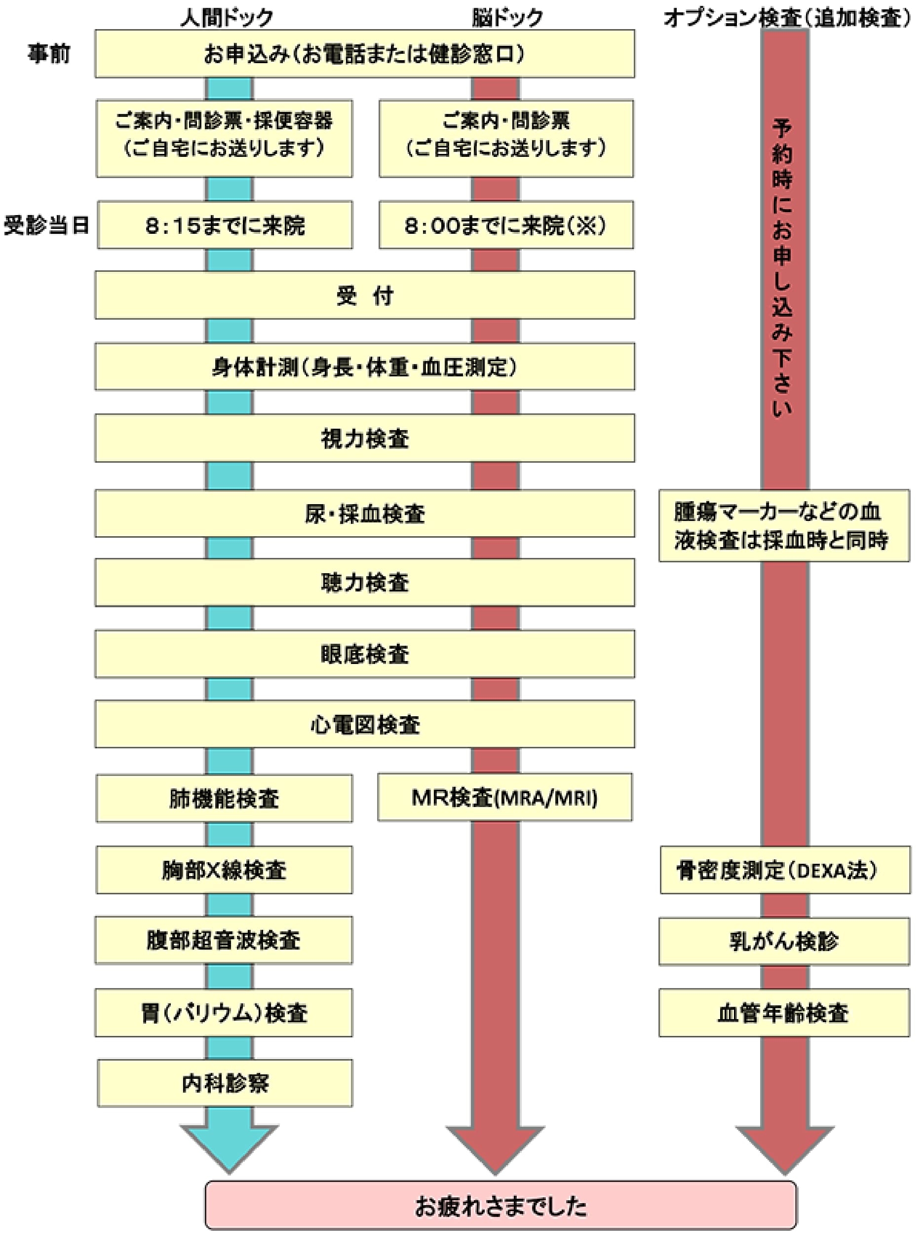 人間ドック・脳ドックの基本的な流れ